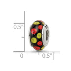 Sterling Silver Reflections Red/Black Hand-blown Glass Bead