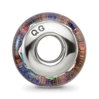 Sterling Silver Reflections Blue Floral Hand-blown Glass Bead