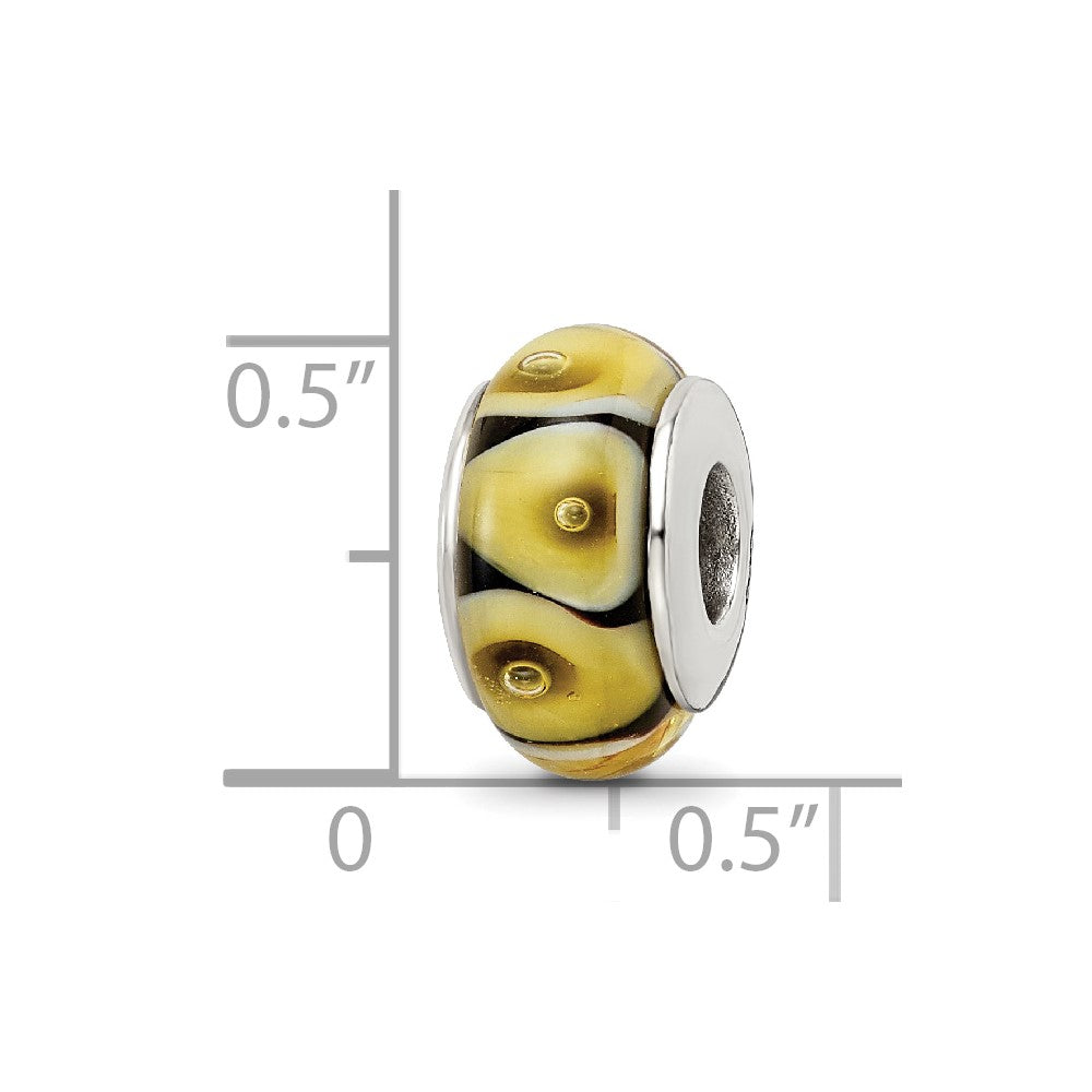 Sterling Silver Reflections Yellow Hand-blown Glass Bead