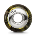 Sterling Silver Reflections Yellow/Black Hand-blown Glass Bead