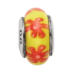 Sterling Silver Reflections Yellow/Orange Hand-blown Glass Bead