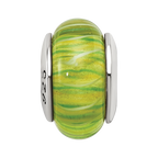 Sterling Silver Reflections Green Hand-blown Glass Bead