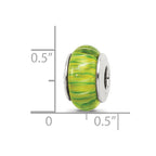 Sterling Silver Reflections Green Hand-blown Glass Bead