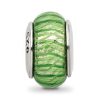 Sterling Silver Reflections Green Hand-blown Glass Bead