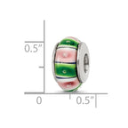 Sterling Silver Reflections Green/Pink Hand-blown Glass Bead