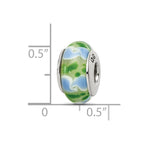 Sterling Silver Reflections Green/Blue Hand-blown Glass Bead