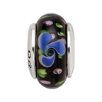 Sterling Silver Reflections Blue Hand-blown Glass Bead