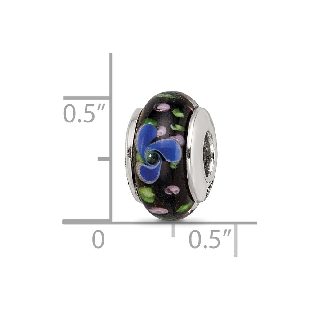 Sterling Silver Reflections Blue Hand-blown Glass Bead