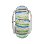 Sterling Silver Reflections Blue/Green Hand-blown Glass Bead