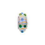 Sterling Silver Reflections Blue/ Green/Yellow Hand-blown Glass Bead