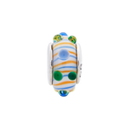 Sterling Silver Reflections Blue/ Green/Yellow Hand-blown Glass Bead