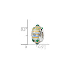 Sterling Silver Reflections Blue/ Green/Yellow Hand-blown Glass Bead