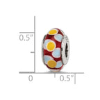 Sterling Silver Reflections Brown/Blue/Yellow Hand-blown Glass Bead