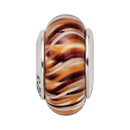 Sterling Silver Reflections Brown Hand-blown Glass Bead