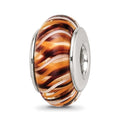 Sterling Silver Reflections Brown Hand-blown Glass Bead