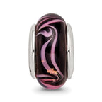 Sterling Silver Reflections Black/Pink Hand-blown Glass Bead