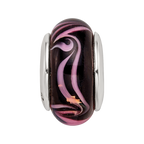 Sterling Silver Reflections Black/Pink Hand-blown Glass Bead