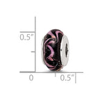 Sterling Silver Reflections Black/Pink Hand-blown Glass Bead