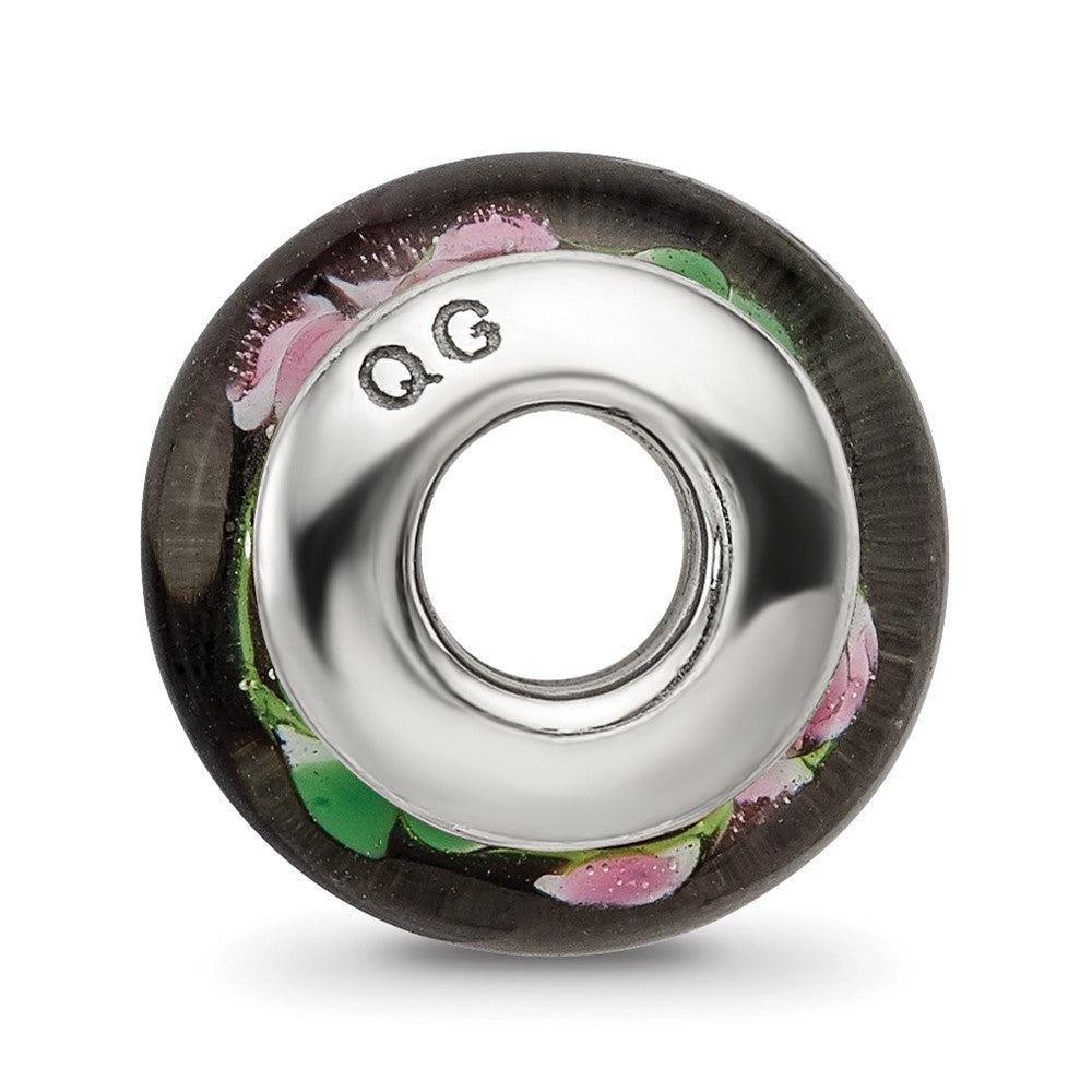 Sterling Silver Reflections Black/Red Hand-blown Glass Bead