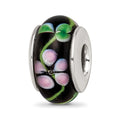 Sterling Silver Reflections Black/Red Hand-blown Glass Bead