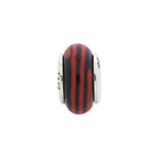 Sterling Silver Reflections Black/Red Hand-blown Glass Bead