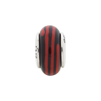 Sterling Silver Reflections Black/Red Hand-blown Glass Bead