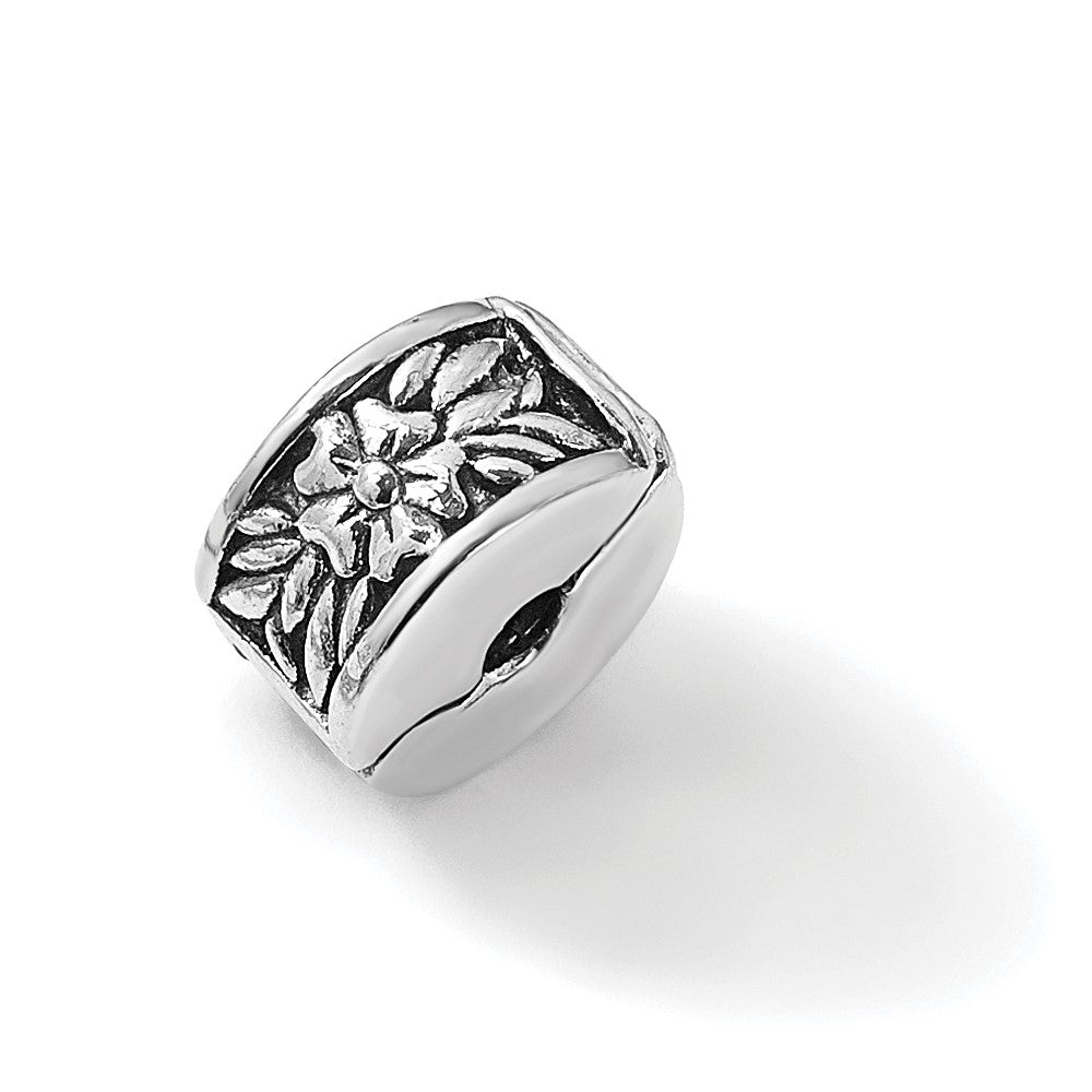 Kids Collection Sterling Silver Reflections Floral Pattern Clip Bead