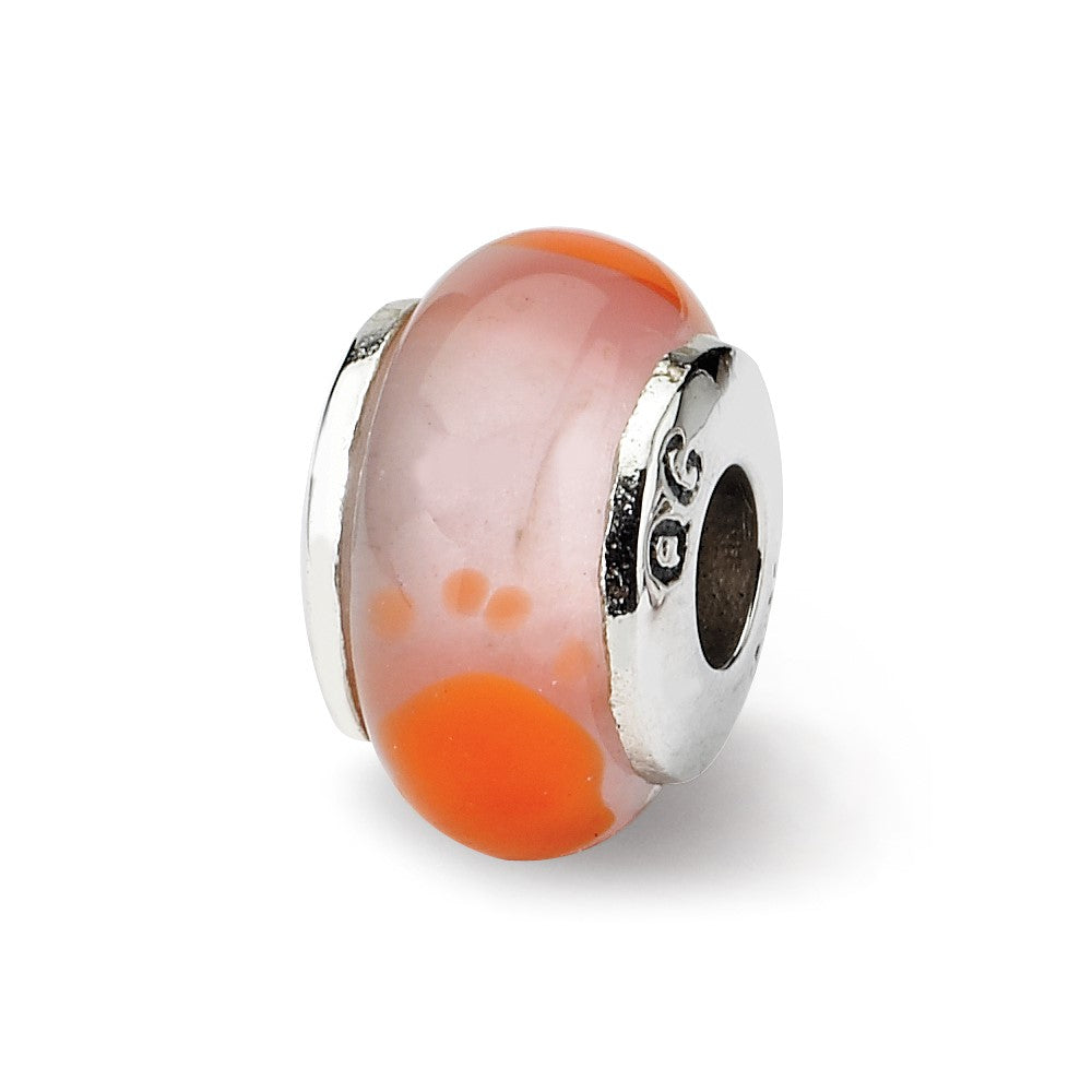 Sterling Silver Reflections Kids Orange Foot Mur.Glass Bead