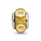 Sterling Silver Reflections Kids Yellow Hand-blown Glass Bead