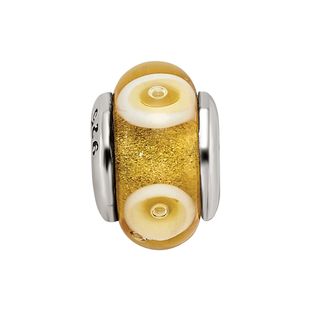 Sterling Silver Reflections Kids Yellow Hand-blown Glass Bead