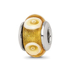 Sterling Silver Reflections Kids Yellow Hand-blown Glass Bead