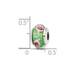 Sterling Silver Reflections Kids Green Hand-blown Glass Bead