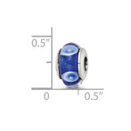 Kids Collection Sterling Silver Hand-blown Blue with White Dots Pattern Glass Reflections Bead