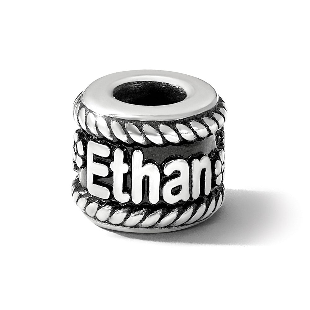 Sterling Silver Reflection Rope Boarder and Flowers Personalized Bead