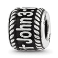 Sterling Silver Reflection Rope Boarder and Cross Personalized Bead