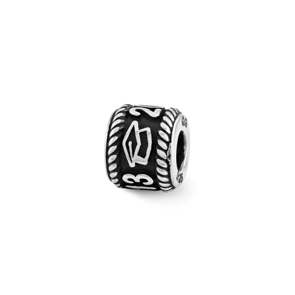 Sterling Silver Reflection Rope Boarder and Grad Cap Personalized Bead