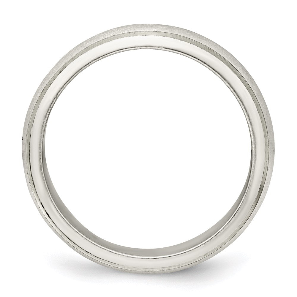 Sterling Silver 5mm Satin Half Round with Edge Lines Band