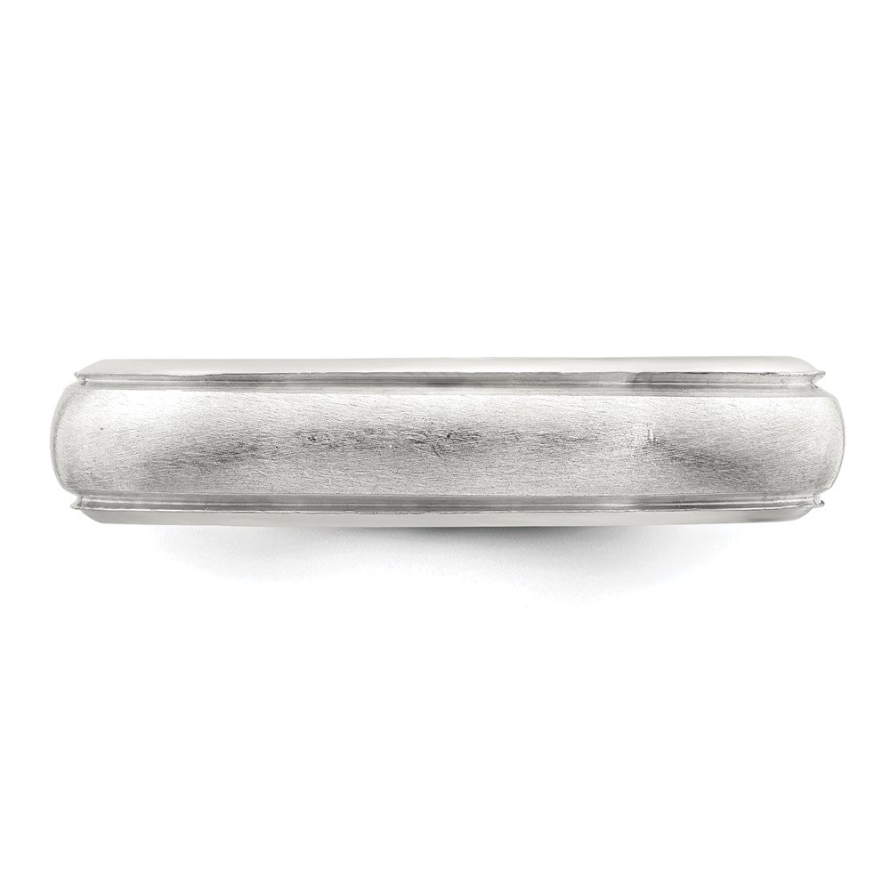 Sterling Silver 5mm Satin Half Round with Edge Lines Band