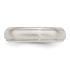 Sterling Silver 5mm Satin Half Round with Edge Lines Band