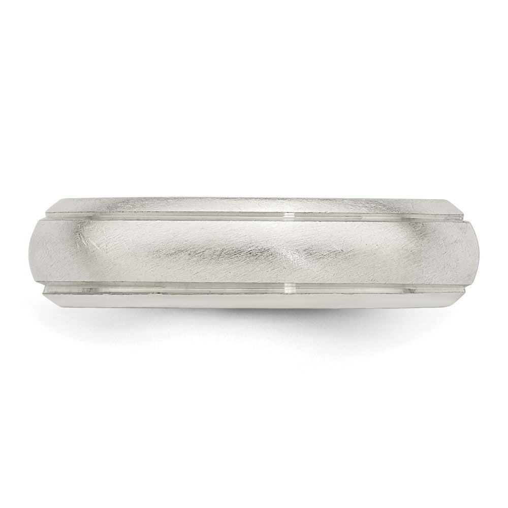 Sterling Silver 5mm Satin Half Round with Edge Lines Band