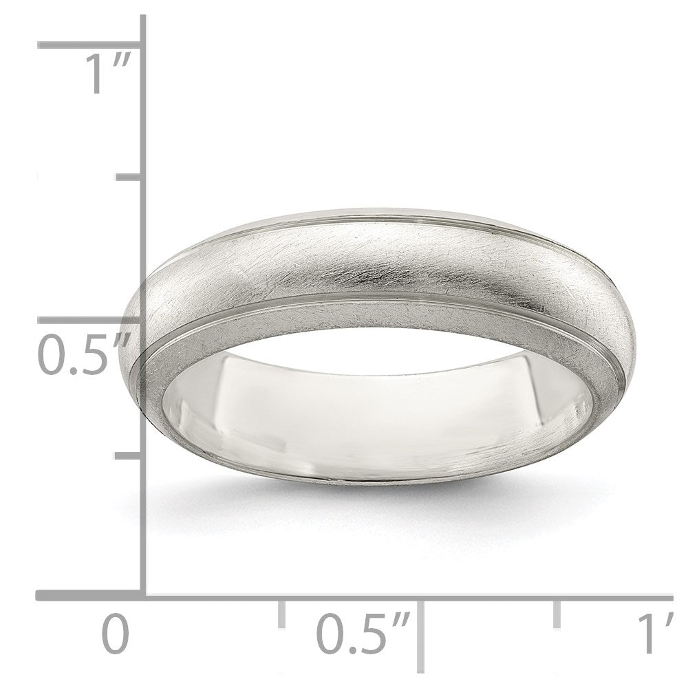 Sterling Silver 5mm Satin Half Round with Edge Lines Band