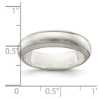Sterling Silver 5mm Satin Half Round with Edge Lines Band