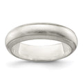 Sterling Silver 5mm Satin Half Round with Edge Lines Band