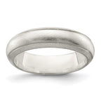 Sterling Silver 5mm Satin Half Round with Edge Lines Band
