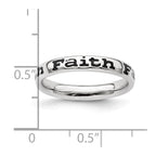 Sterling Silver Stackable Expressions Polished Enameled Faith Ring