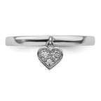 Sterling Silver Stackable Expressions Dangle Heart Diamond Ring