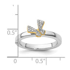 Sterling Silver Stackable Expressions Gold-plate Butterfly Diamond Ring