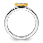 Sterling Silver Stackable Expressions Gold-plated Heart w/Diamond Ring