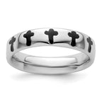 Sterling Silver Stackable Expressions Polished Enameled Cross Ring