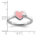 Sterling Silver Stackable Expressions Polished Pink Enameled Heart Ring